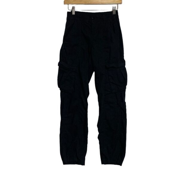 DIVIDED H&M Black Cotton Cargo Elastic Waist Pants - Picture 2 of 9